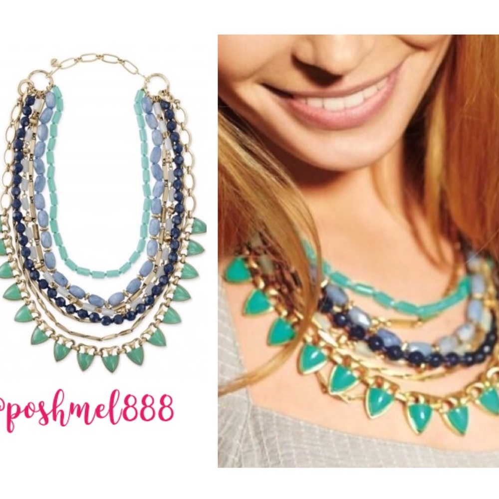 Stella & Dot | Ultra Versatile Gold + Blue + Lucky Green Stone Sutton Ne…
